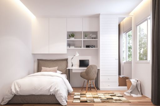 Muster als optisches Stilelement beim Einrichten der Einzimmerwohnung. 
