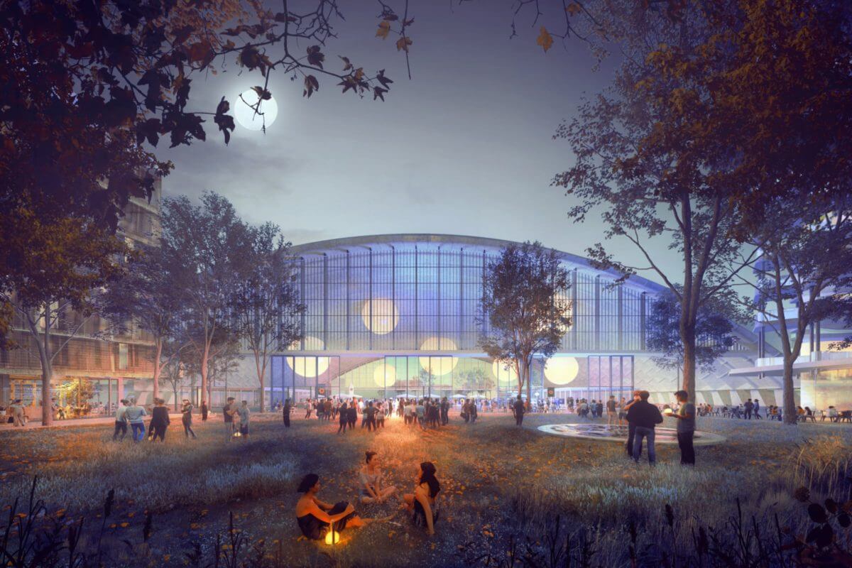 Abendstimmung im PaketPost-Areal München.